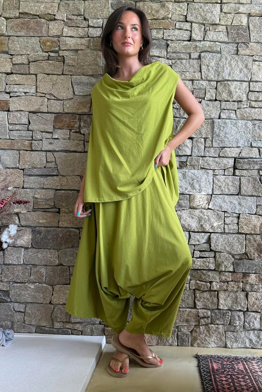 Oscar Drape Trapeze Tank Olive